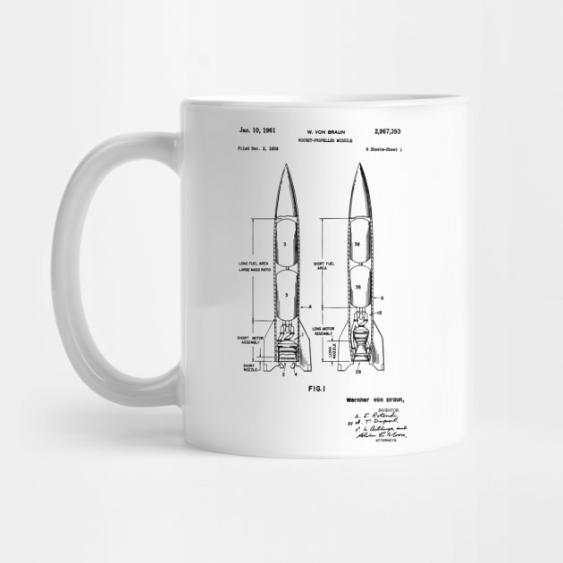 Wernher Von Braun Rocket Propelled Missile Patent Drawing by GoshaDron